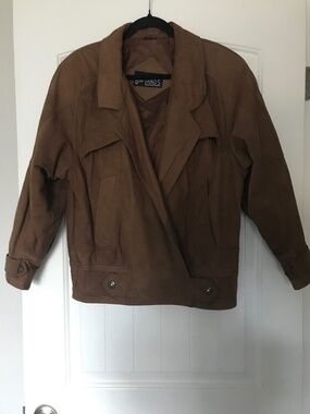 Badlands vintage leather 80s bomber jacket Mens medium Womens large